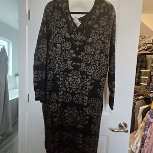Lane Bryant Black and Gold Patterned Dress